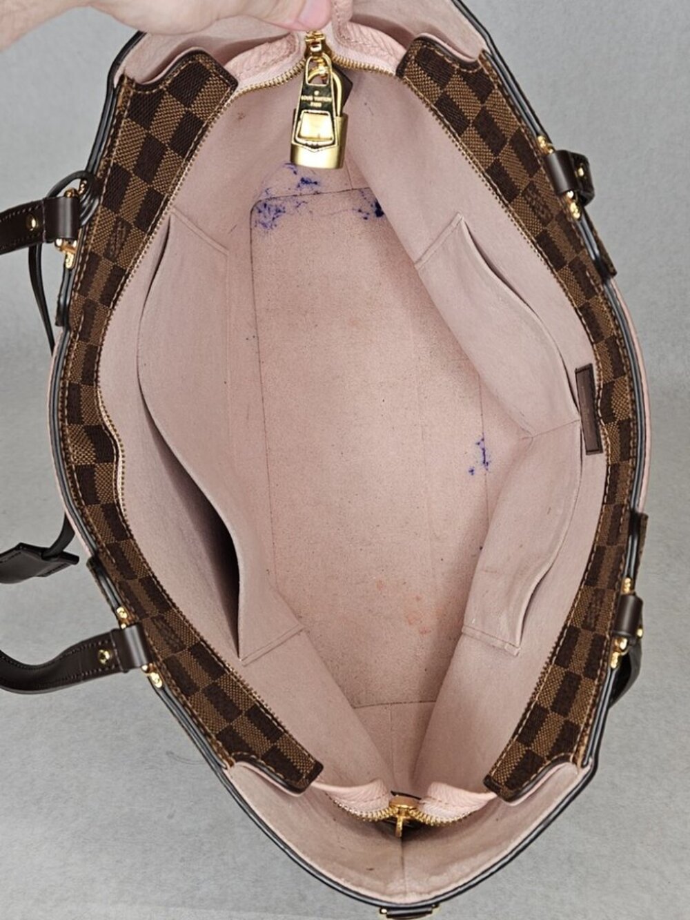 Louis Vuitton Damier Ebene Jersey Magnolia Tote Handbag Purse  - Picture 10 of 15